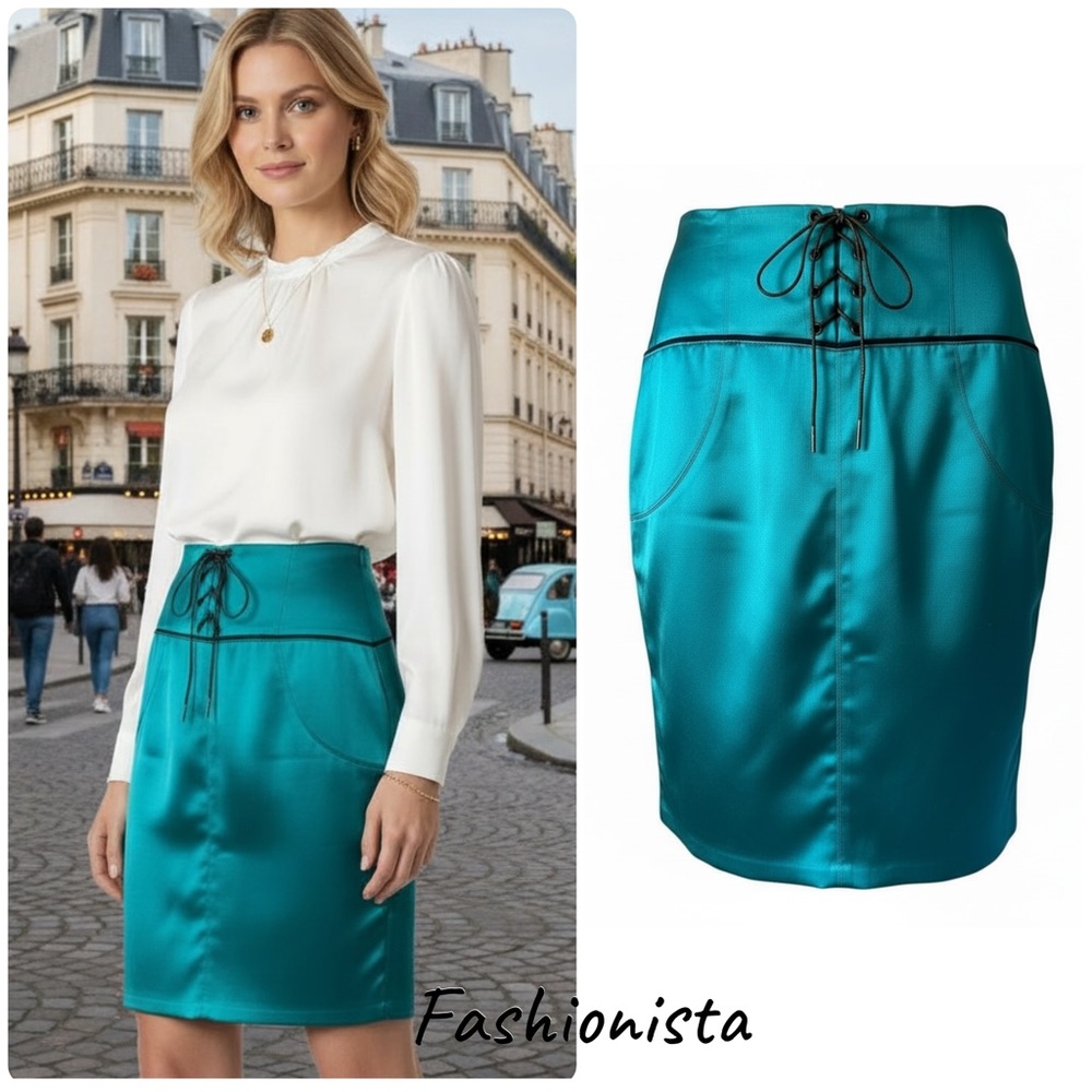 Costume National Silk & Cotton Corset-Detail Pencil Skirt – Made in Italy